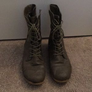 Grayish Brown combat boots, Size: 9.5